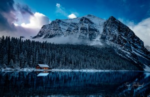 Pink Sunrise on Lake Louise Hi Res   A3
